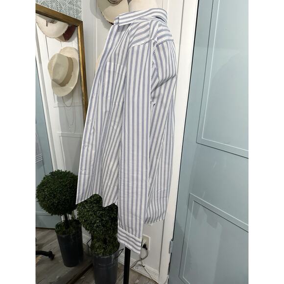 Vince Men's Surf Stripe Button-Front Shirt Optic White Royal Blue Size Small - Picture 12 of 12